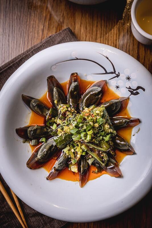 Century Eggs with Chili Peppers (spicy)